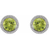 Sterling Silver 4 mm Natural Peridot Beaded Bezel-Set Earrings