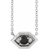 Sterling Silver Natural Black Onyx Geometric 18" Necklace