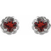 Sterling Silver 4.5 mm Natural Mozambique Garnet Claw-Prong Rope Earrings