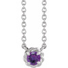 Sterling Silver 4 mm Natural Amethyst Claw-Prong Rope 18" Necklace
