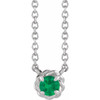 Sterling Silver 4 mm Lab-Grown Emerald Claw-Prong Rope 18" Necklace