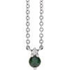 Sterling Silver Natural Green Sapphire & .015 CT Natural Diamond 18" Necklace