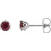 Sterling Silver 3 mm Natural Rhodolite Garnet Cocktail-Style Earrings