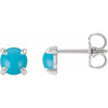 Sterling Silver Cabochon Natural Turquoise 4-Prong Claw Earrings