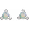 Sterling Silver 3 mm Round Natural White Opal Earrings