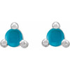 Sterling Silver 2 mm Round Natural Turquoise Earrings