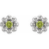 Sterling Silver Natural Peridot Petite Flower Beaded Earrings