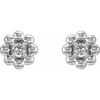 Sterling Silver Natural White Sapphire Petite Flower Beaded Earrings