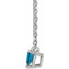 Sterling Silver Natural London Blue Topaz Heart 16-18" Necklace 