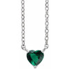 Sterling Silver Lab-Grown Emerald Heart 16-18" Necklace