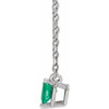 Sterling Silver Lab-Grown Emerald Heart 16-18" Necklace