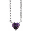 Sterling Silver Natural Amethyst Heart 16-18" Necklace