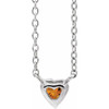 Sterling Silver Natural Citrine Heart 16-18" Necklace