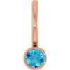 14K Rose Natural Blue Zircon Charm/Pendant
