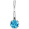 14K White Natural Blue Zircon Charm/Pendant