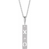 Sterling Silver .0075 CT Natural Diamond XO Bar 16-18" Necklace