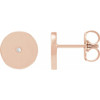 14K Rose .0025 CT Natural Diamond New Moon Phase Earring