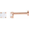 14K Rose Cabochon Natural White Opal Press Fit Back Stud Earring