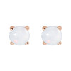 14K Rose Cabochon Natural White Opal Press Fit Back Stud Earring