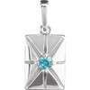 Sterling Silver Natural Blue Zircon Pendant
