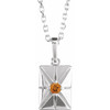 Sterling Silver Natural Citrine 16-18" Necklace