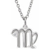 Sterling Silver .015 CT Natural Diamond Virgo Zodiac 16-18" Necklace