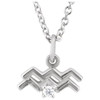 Sterling Silver .015 CT Natural Diamond Aquarius Zodiac 16-18" Necklace