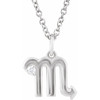 Sterling Silver .015 CT Natural Diamond Scorpio Zodiac 16-18" Necklace