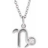 Sterling Silver Natural Diamond Capricorn Zodiac Necklace 0.015 CT, 16-18 Inch - $176