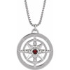 Sterling Silver Natural Mozambique Garnet Compass 20" Necklace