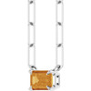 Sterling Silver 6x4 mm Natural Citrine Solitaire 16" Necklace 