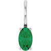 Sterling Silver 5x3 mm Lab-Grown Emerald Charm/Pendant