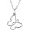Sterling Silver .025 Carat Diamond Butterfly 18" Necklace