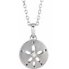 Sterling Silver .015 CT Natural Diamond Sand Dollar 16-18" Necklace