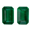 0.97 Carat Vivid Green Emerald Matched Pair of Gems, Octagon Shape, 6 x 4 mm Size