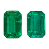 1.13 Carat Vivid Green Emerald Matched Pair of Gems, Octagon Shape, 6 x 4 mm Size