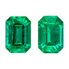 1.00 Carat Vivid Green Emerald Matched Pair of Gems, Octagon Shape, 5.8 x 4 mm Size