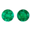 0.94 Carat Vivid Green Emerald Matched Pair of Gems, Round Shape, 5 mm