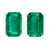 1.08 Carat Vivid Green Emerald Matched Pair of Gems, Octagon Shape, 6 x 4 mm Size