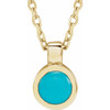 14 Karat Yellow Gold Natural Turquoise Bezel to Set Necklace 16-18 Inch - $726