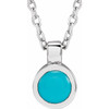 Platinum Natural Turquoise Bezel-Set 16-18" Necklace