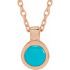 14K Rose Natural Turquoise Bezel-Set 16-18" Necklace