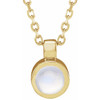 14 Karat Yellow Gold Natural Rainbow Moonstone Bezel to Set Necklace 16-18 Inch - $724