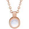 14K Rose Natural Rainbow Moonstone Bezel-Set 16-18" Necklace