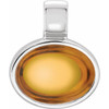 14K White Natural Citrine Cabochon Pendant