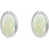 14 Karat White Gold Lab Grown White Gold Opal Earrings |$350