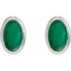 14K White Lab-Grown Emerald Earrings