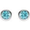 Platinum Natural Blue Zircon Bezel-Set Earrings