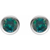 Platinum Lab-Grown Alexandrite Bezel-Set Earrings