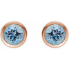 14K Rose Natural Aquamarine Bezel-Set Earrings